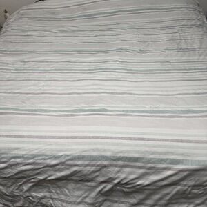 Sunham Home Fashions Striped Comforter King 104x90 Gray Aqua White